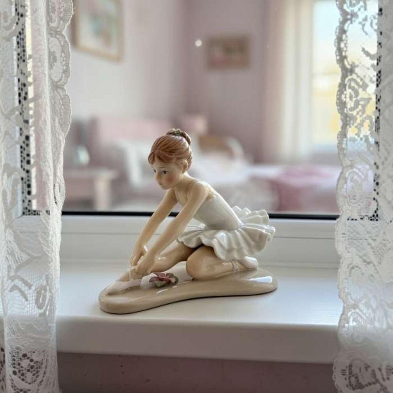 Ceramic Ballerina Dancer in Stretching Position Figurine, Home Décor, Gift for Her, Gift for Daughter, Gift for Ballerina Dancer